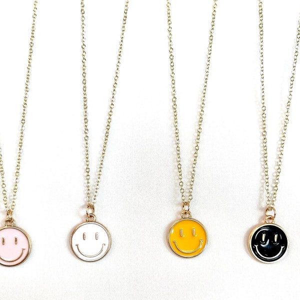 Preppy necklace, Preppy enamel smiley necklace, Happy face necklace, Aesthetic necklace, Smiley necklace, Gifts for her