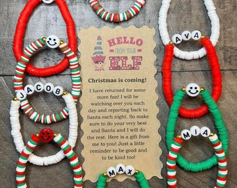 Personalisiertes Elfen Armband: Weihnachtsperlen Namensarmband
