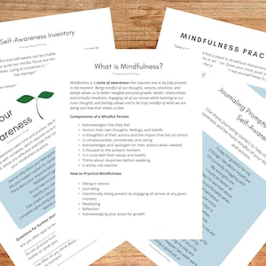 Mindfulness CBT Worksheets, Therapist and Counseling Printable Exercises, Downloadable Mental Health Material, Psychology Tools