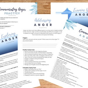 CBT Worksheets Anger Management, Therapist Resource, Counseling Workbook, DBT, Coping Tools, Psychology School Counseling