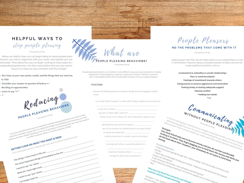 Reduce People Pleasing Behaviors CBT Worksheets, Individual and Group ...