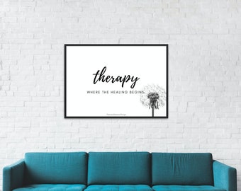 Therapy definition Office Sign, Counseling Wall Art Decor, Where The Healing Begins, Mental Health Professional Printable, Gift