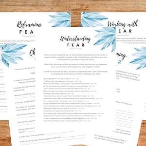 Overcoming Fear CBT Worksheets, Anxiety, Worry, Depression, Counseling Therapy Tools, Psychologists Cognitive Distortions, Self-Esteem