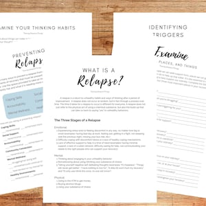 Relapse Prevention Worksheets, Mindfulness CBT, DBT, Therapist and