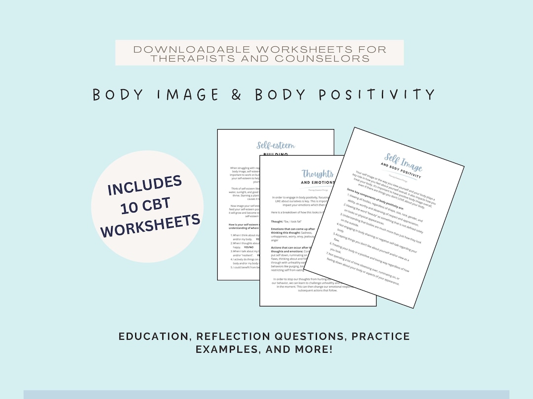 Body Positivity CBT Worksheets: Self-esteem & Body Image (PDF) - Etsy
