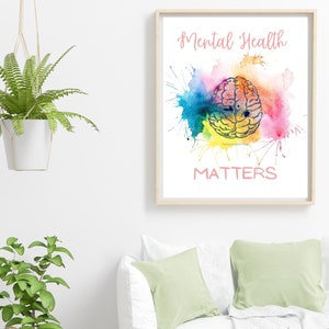 Therapy Printable mental health Matters Office Decor wall sign counseling and psychology space; decorative digital artwork, DBT CBT ACT