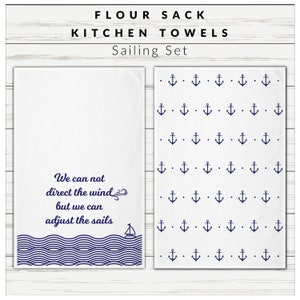 Flour Sack Towels for Kitchen Decorative Beach House Dish Towel Set of 2 zdjęcie 4