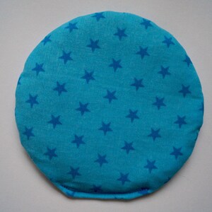 Wheat grain pillow round Ø 15 cm fine cord light turquoise/turquoise stars