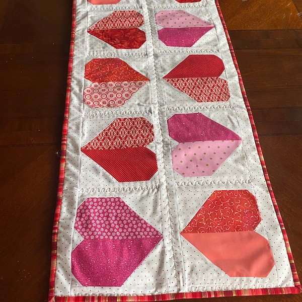 Heart Table Runner - Quilted Valentine's Gift