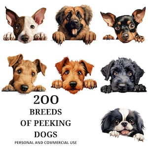 200 Dog Peeking PNG Bundle | Cute & Funny Dog Clipart | Digital Download