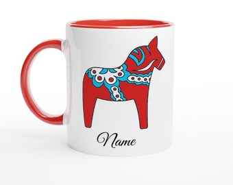 Ceramic mug &#39;Dala horse&#39;, various colours
