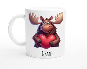 Ceramic mug &#39;Moose with heart&#39;