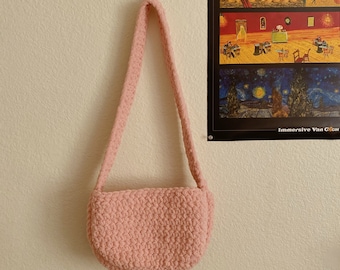 Pastel pink crochet bag