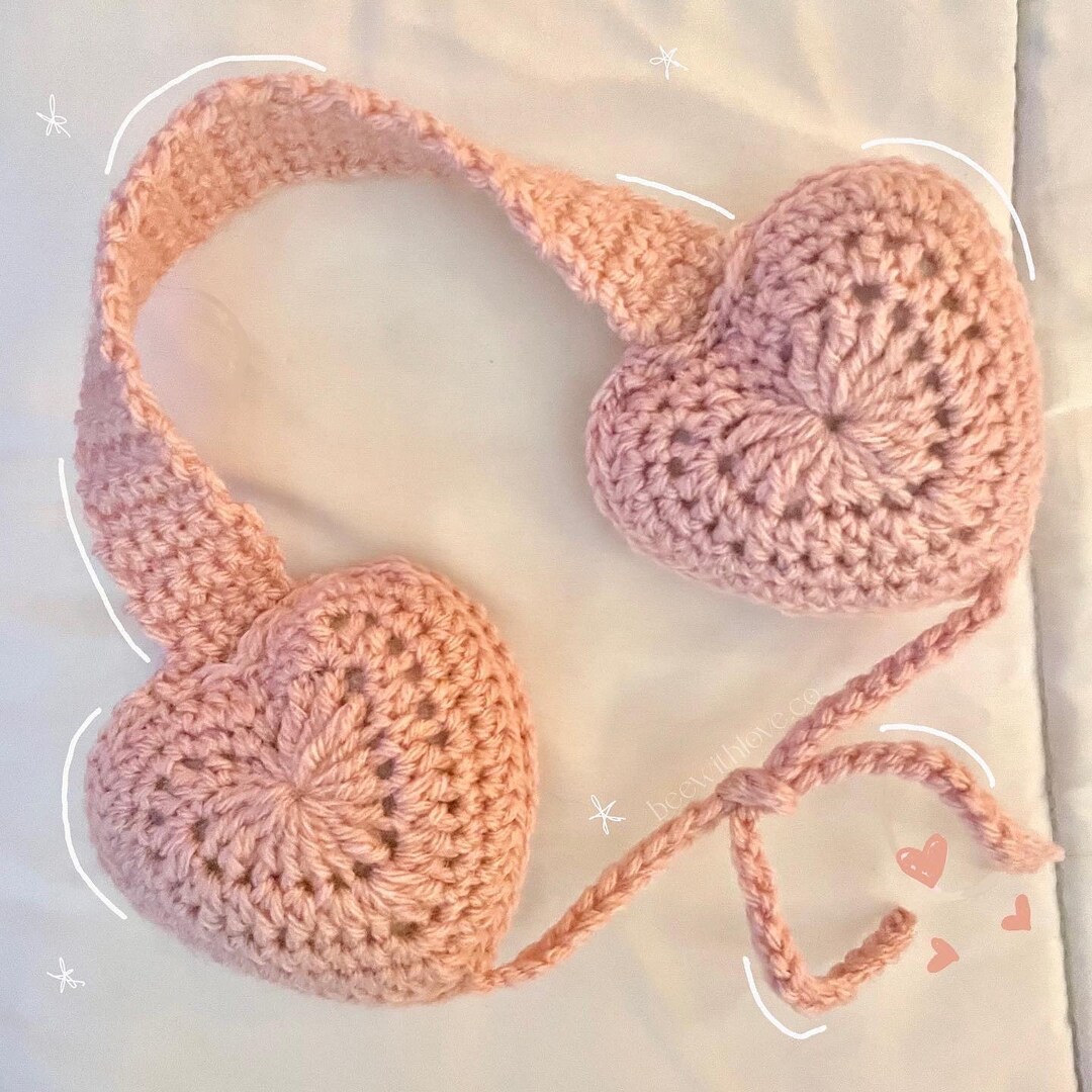 Crochet Heart Ear Muffs Etsy