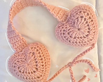 Crochet heart ear muffs