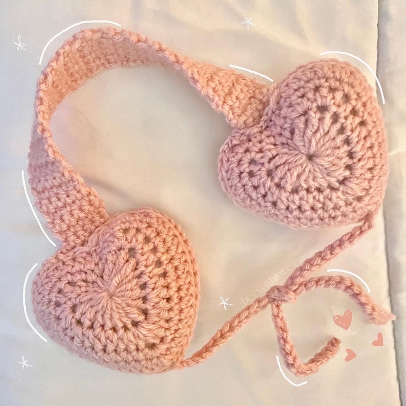 Crochet heart ear muffs image 1