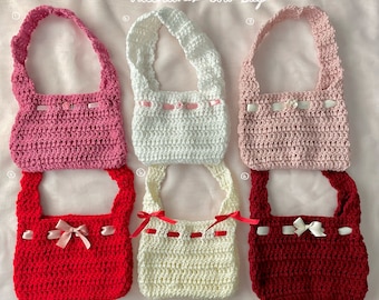 Valentine’s day Coquette Bow Crochet Shoulder Bag