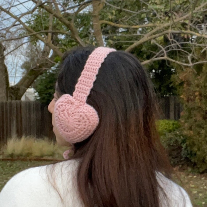 Crochet heart ear muffs image 2