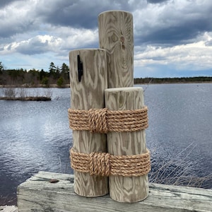 Beautiful (Larger) Nautical Shore Piling. This Piling stands 28&quot; tall and the posts measure between 5&quot; - 6&quot; across the top of each post.