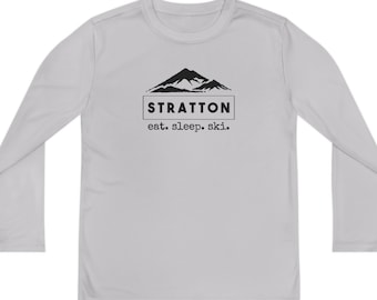 Stratton - Youth Long Sleeve Competitor Tee, Athletic Shirt, Teenager Skiing Shirt, Kids Shirt, Skiing Gift, Skiing Memories