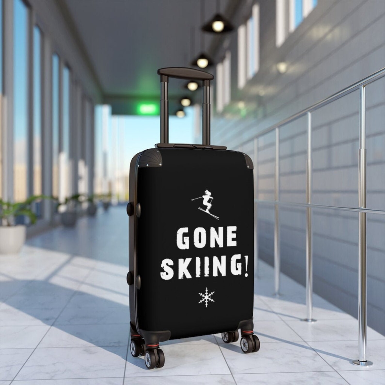 Gone Skiing Black Cabin Suitcase Carry on Travel Luggage Etsy UK