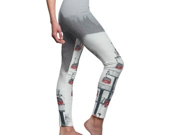 Stowe Mountain Gondola Casual Leggings, Skiing Inspired Leggings, Skiing g Gift, Workout Pants