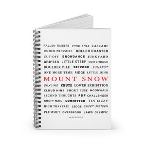 Mount Snow Trails Spiral Notebook, Skiing Journal, Blank Book, Back to School Notebook, College Gifts, Skiing Gifts, Back to School Gifts