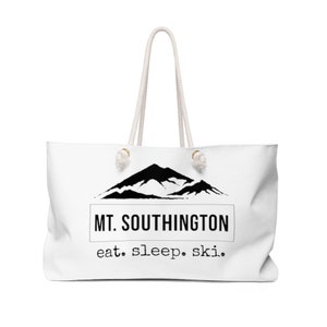 Mount Southington - Weekender Bag, Yoga Bag, Gym Bag, Large Canvas Bag with Rope Handle, Oversized Bag, Fun Birthday Bag, Ski Bag