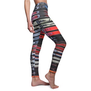 Vintage Skis Casual Leggings, Skiing Inspired Leggings, Skiing g Gift, Workout Pants