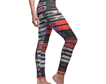 Vintage Skis Casual Leggings, Skiing Inspired Leggings, Skiing g Gift, Workout Pants