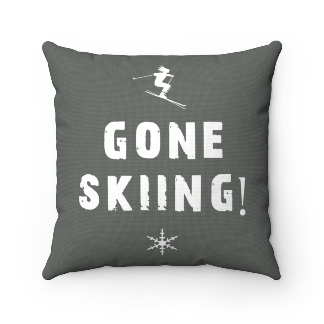 Gone Skiing Gray Ski Decor Pillow Ski Home Decor Winter Etsy UK