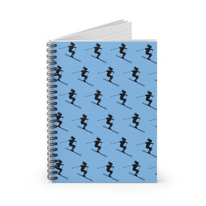 Blue Skiers Spiral Notebook, Skiing Journal, Blank Book, Back to School Notebook, College Gift, Skiing Gifts, Back to School Gifts, Log Book