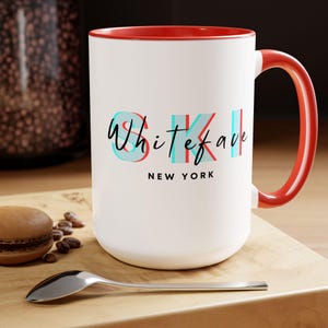 Whiteface New York Coffee Mug 15oz - Two-Tone Ski Mug for Ski Lovers, New York Cabin Decor, Skier Gift, Winter Lodge Cup, Coffee Lover Gift