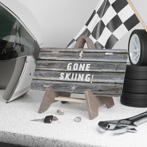 Gone Skiing - Vanity Plate, Skiing Car Accessories, Custom License Plate, Skiing Gifts, Ski Sign, Ski Bum Gift