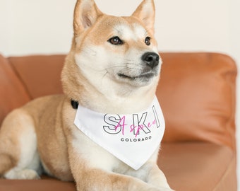Ski Aspen - Pet Bandana Collar, Cat and Dog Gifts, Pet Scarf, Dog Lover Gifts, Skiing Pet Collar, Fun Dog Bandana