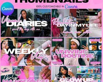 Custom YouTube Thumbnails | Editable Canva Templates for Content Creators, Beauty & Lifestyle Channels, Digital Download