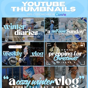 Viral Aesthetic YouTube Thumbnail Templates: Canva Editable, GRWM Vlog (Digital Download)