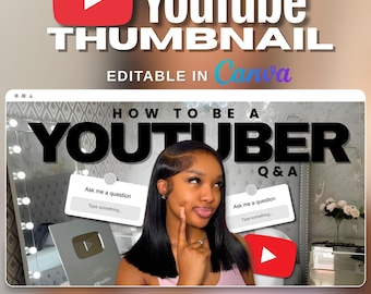 Q&A YouTube Thumbnail Template | YouTuber Thumbnail | Editable Canva Template | Viral YouTube Thumbnail Template | Content Creator Thumbnail