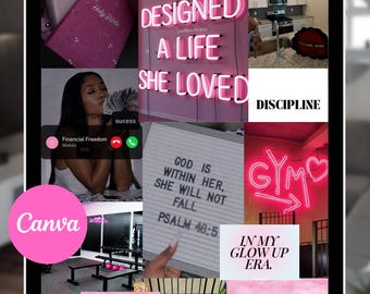 2026 Vision Board Template Canva | Digital Vision Board Party Kit | Goal Board, Phone Wallpaper, DIY Vision Board Printable, Dream Board