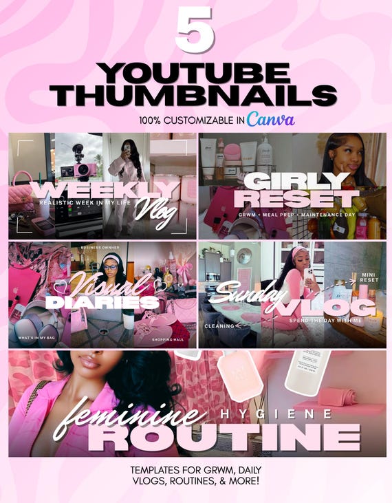 Editable YouTube Thumbnail Templates: Canva Branding Kit (Digital Download)