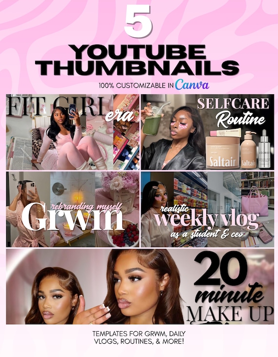 Editable YouTube Thumbnail Templates: Canva Branding Kit (Digital Download)