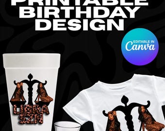 Birthday Editable Party Cup Template, Customizable Styrofoam Cup Canva Template, Custom Party Cups, Birthday Canva Template Digital Download