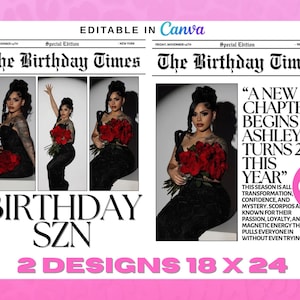 Editable Birthday Newspaper Template – Canva | Custom Birthday Flyer + Poster | Digital Party Decor + DIY Invite