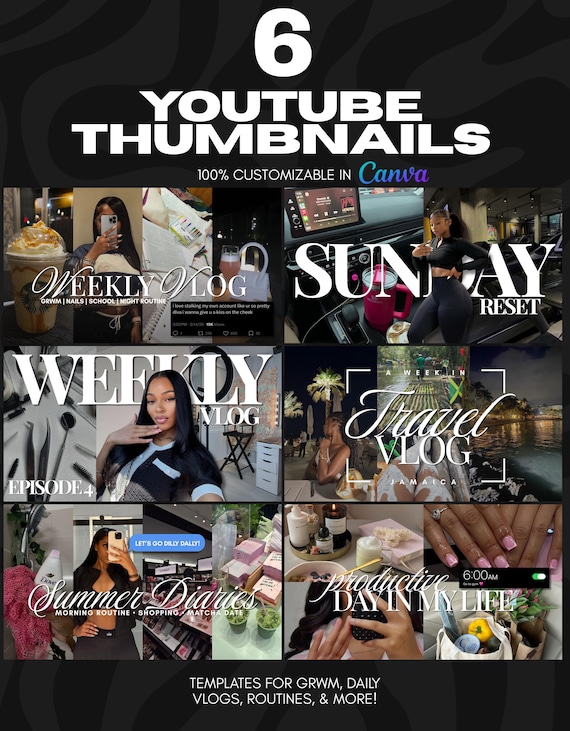 Editable YouTube Thumbnail Templates: Canva Branding Kit (Digital Download)