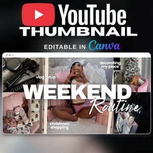 Aangepaste YouTube-thumbnails | Viraal YouTube-miniatuurontwerp | Klikbaar thumbnailpakket | YouTube-thumbnail weekendroutine | Esthetische vlog