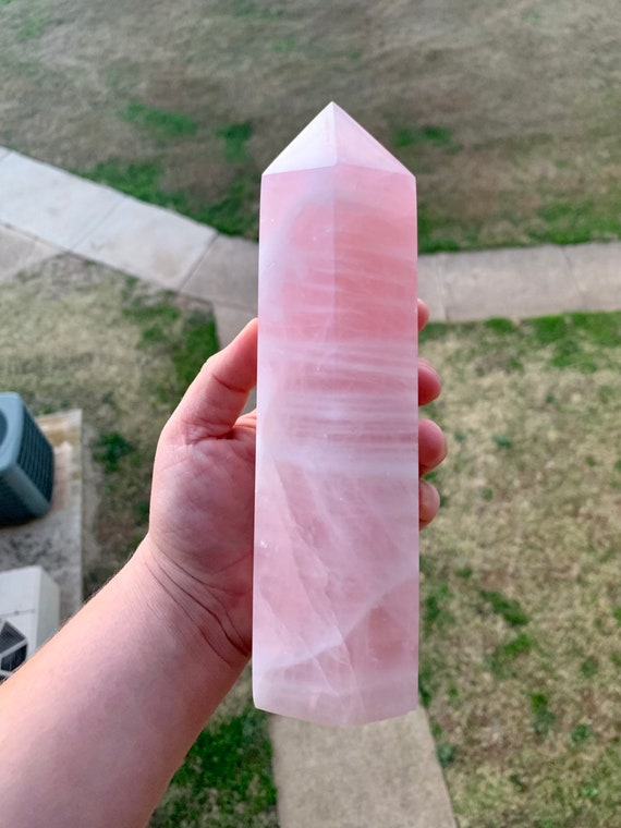 Rose Quartz Crystal Tower Carving Etsy