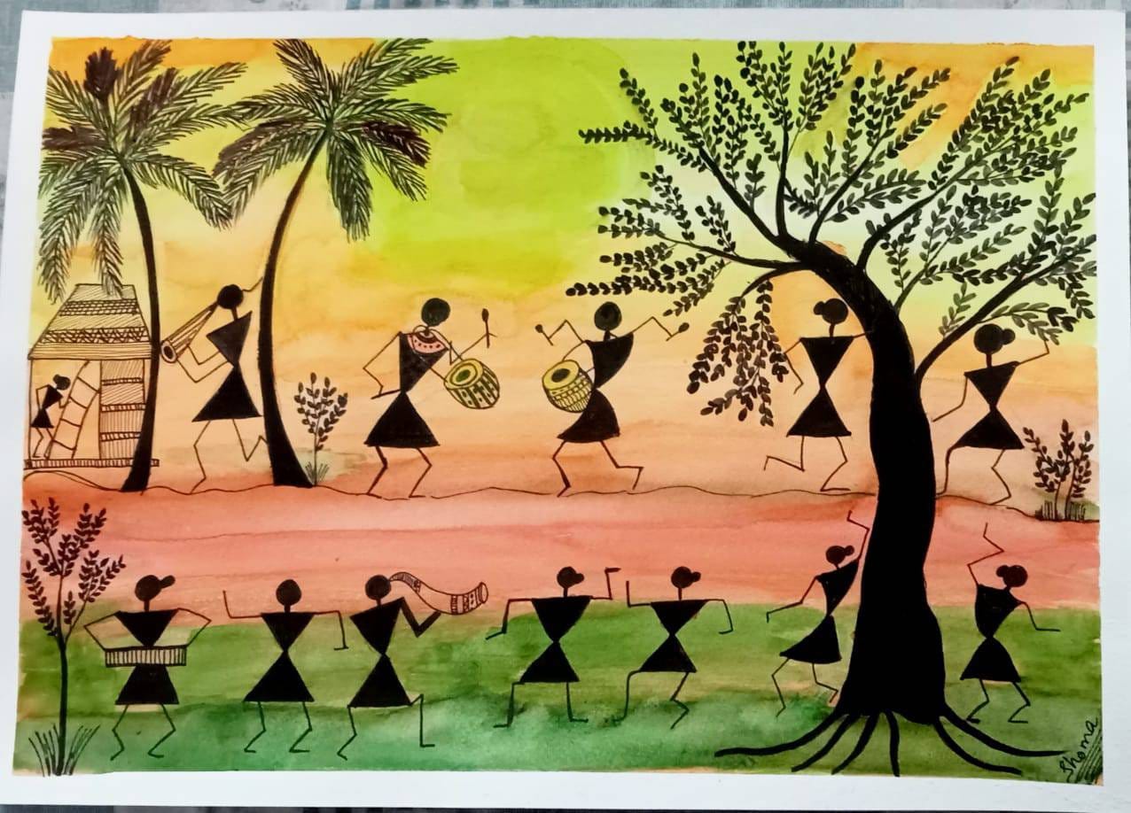 Warli folk painting deals