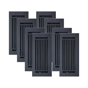 Caststo Express 4&quot;x10&quot; Cast Aluminum|Walkable|Heavy Duty|Air control Feature|Multipack|Floor Vent Register, No Hole- 8 Pack, Black