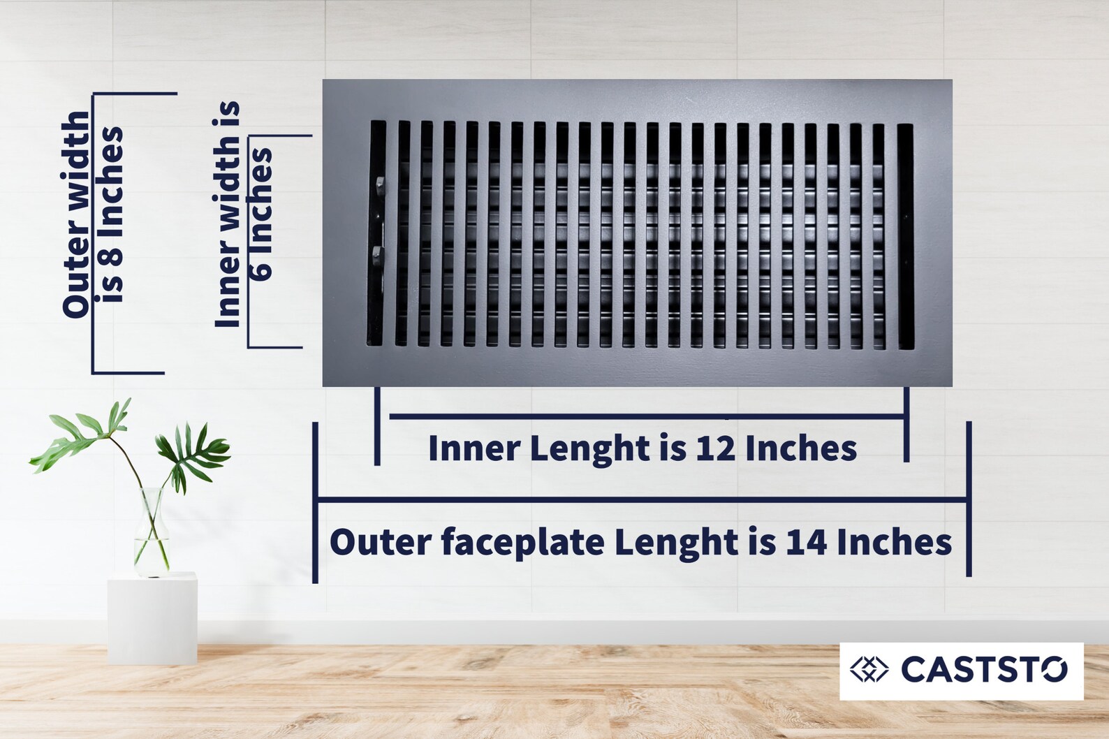 6x12 duct Opening Heavy Duty Cast Aluminum Floor Register With Air