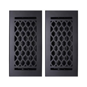 4&quot;x10&quot; (Duct Opening) Cast Aluminum All Metal by Caststo, Color-Matte Black, Overall (6&quot;x12&quot;) Heavy Duty vent Cover- Wave- 2 Pack